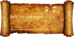 Hári Darinka névjegykártya